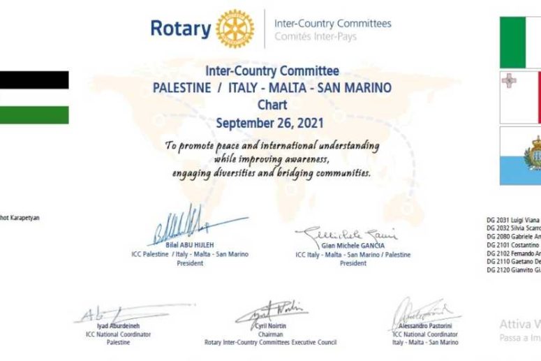 Il Distretto 2120 nel Comitato Interpaese Italia – Palestina